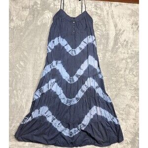Lucky Brand Women’s XS Blue Tie-Dye Maxi Sundress Lined Boho Beach Dress